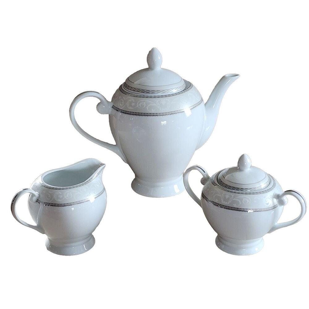 T. Limoges Tea Pot w/lid, Creamer, Sugar Bowl w/lid Lorren Hometrends- Lorenzo